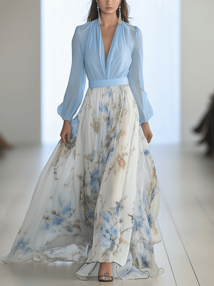 Tessina| Long Floral Print Dress
