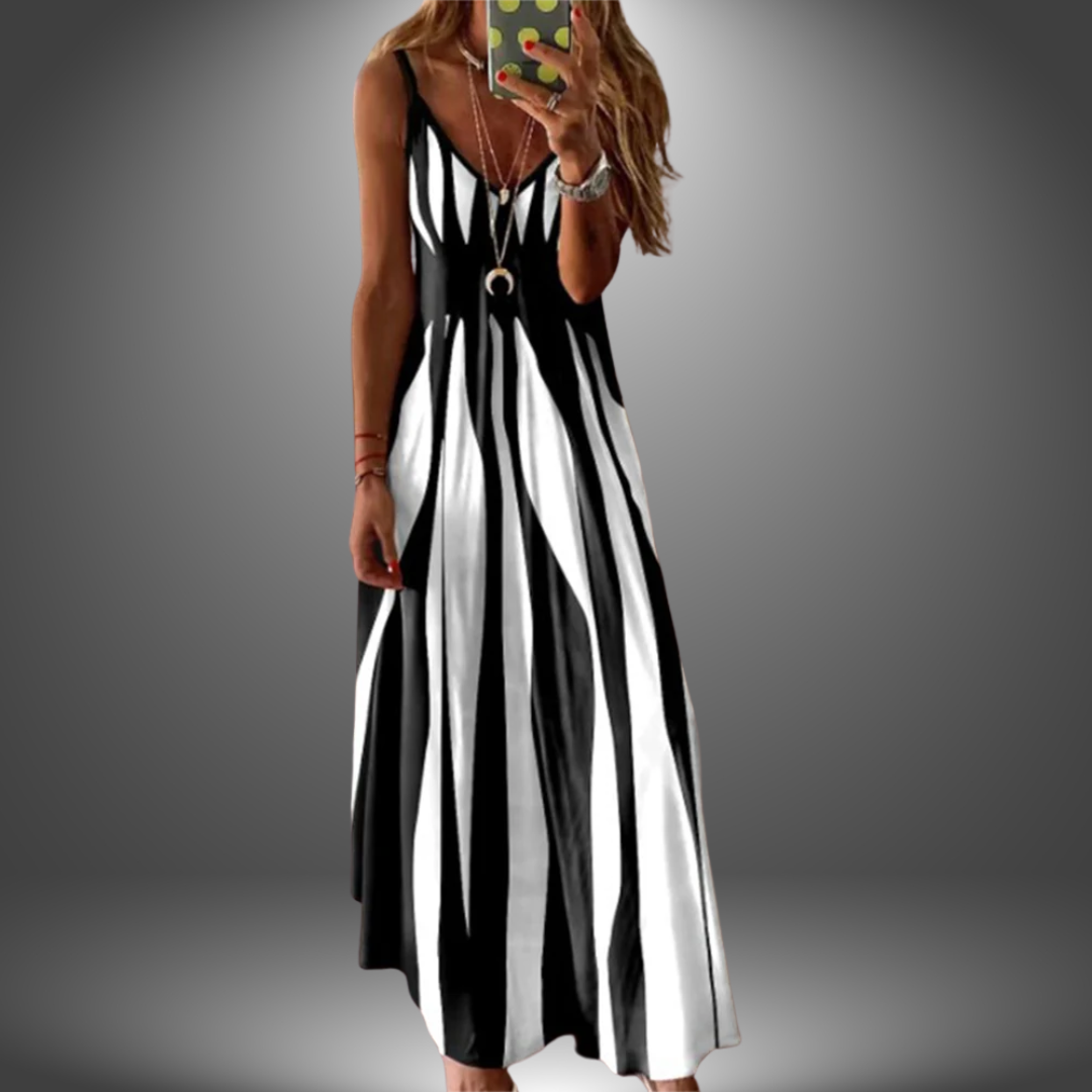 Aaliyah| Striped Sleeveless Maxi Dress