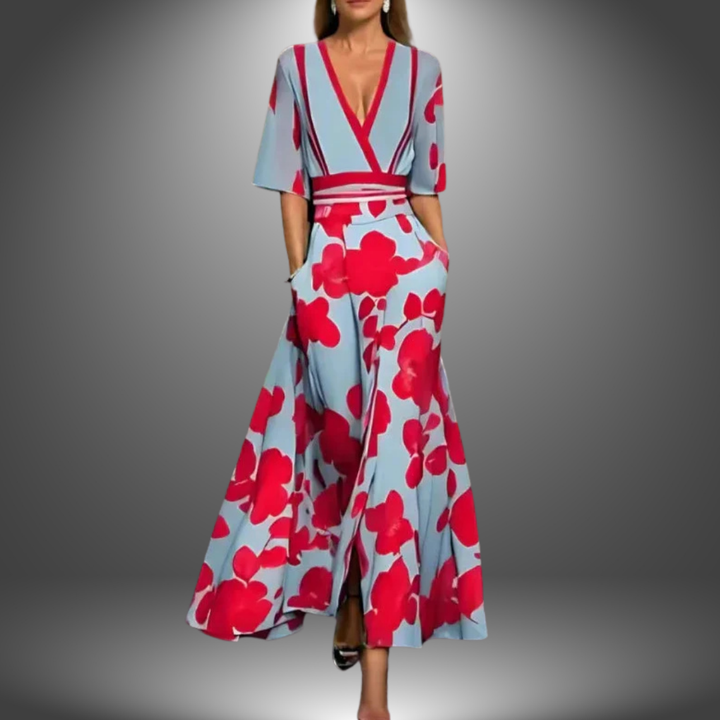 Alyna| Graceful Floral V-Neck Maxi Dress