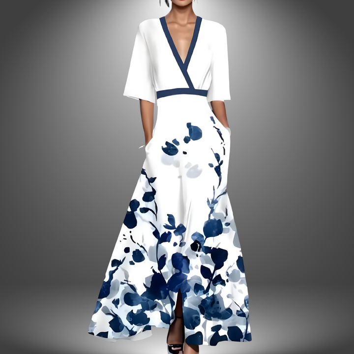 Alyna| Graceful Floral V-Neck Maxi Dress