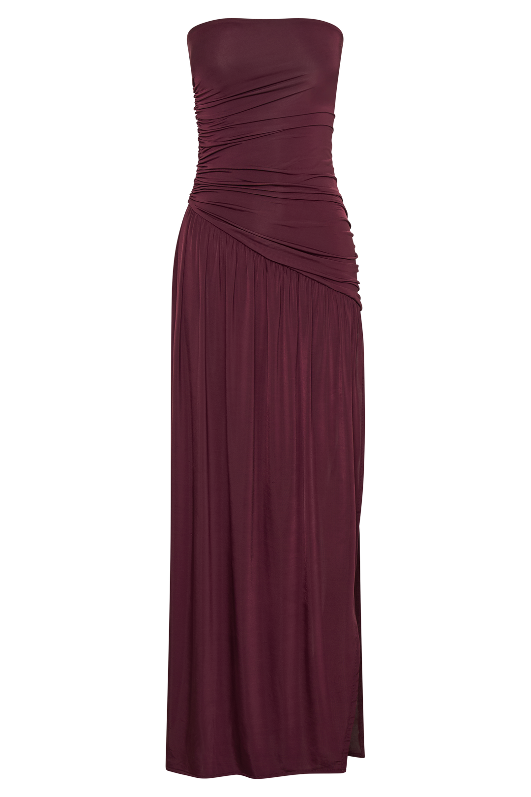 Salvatore– Ruched Maroon Gown
