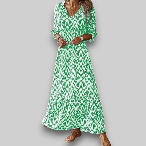 Kenza| V-Neck Summer Dress with Short Sleeves