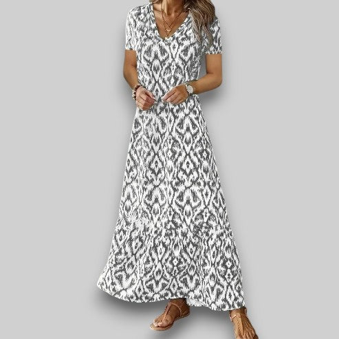 Kenza| V-Neck Summer Dress with Short Sleeves
