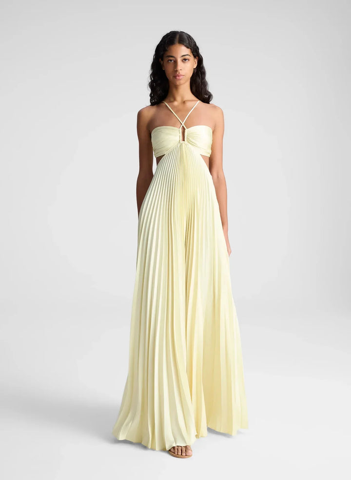 Solana– Pleated Satin Gown