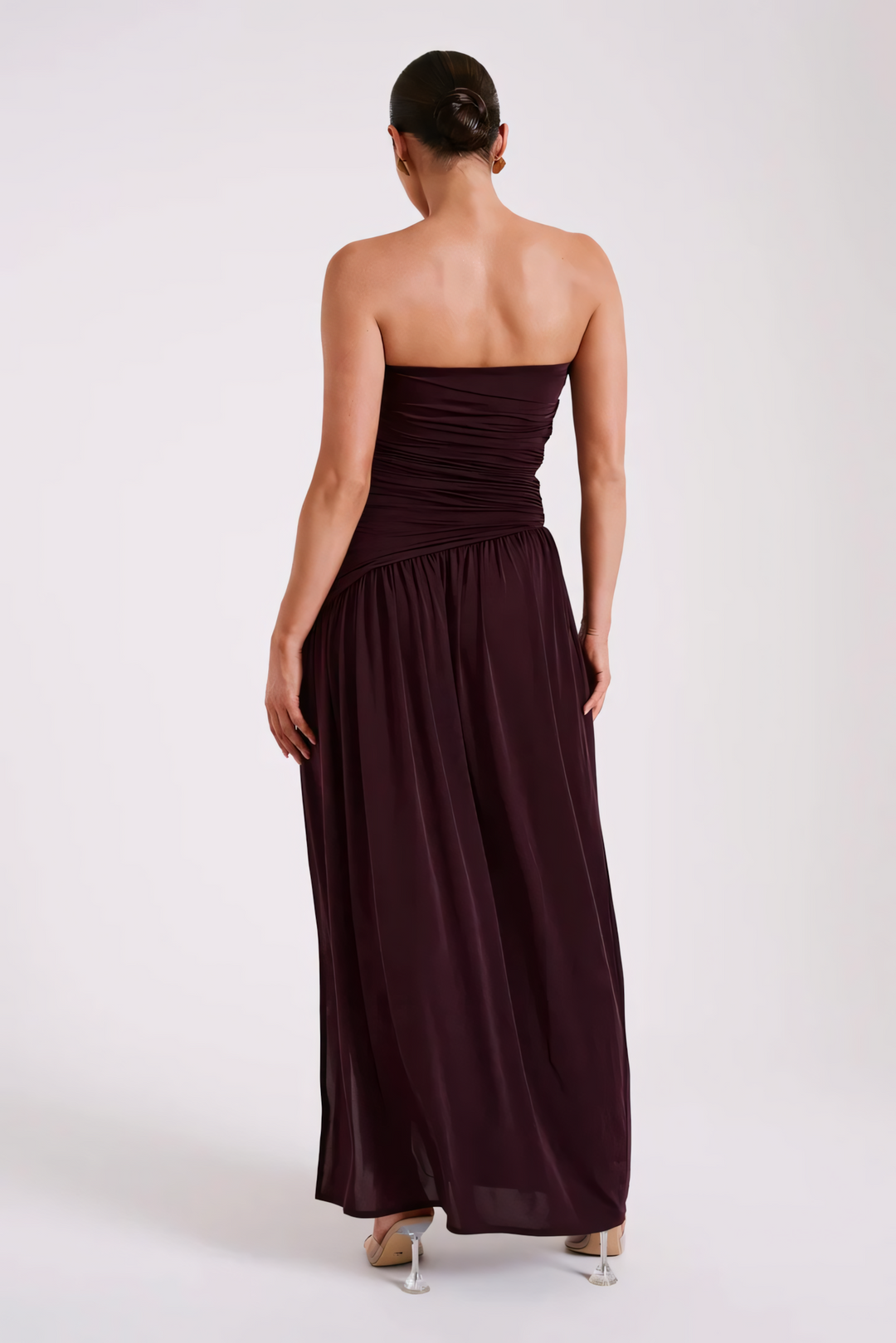 Salvatore– Ruched Maroon Gown